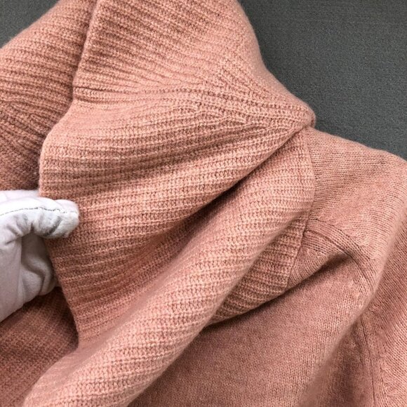 Uniqlo Wool Stretch Sweater Womens M Pink Cowl Neck Lightweight - Picture 9 of 12